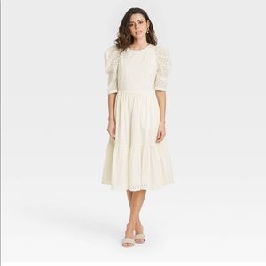 Women’s Elbow Sleeve Eyelet Dress - A New Day